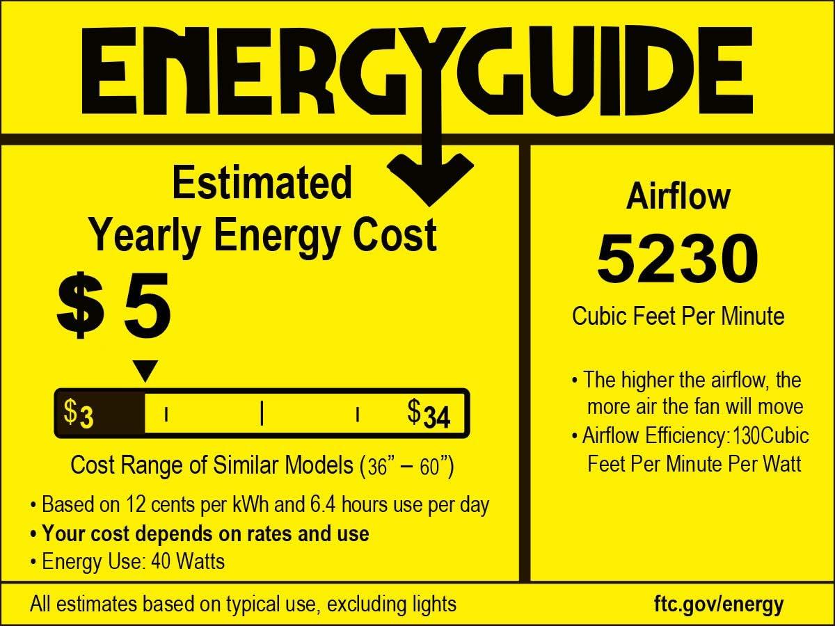 Sofucor 52" 5-Solid Blade Smart Modern Ceiling Fan with LED Light，Remote