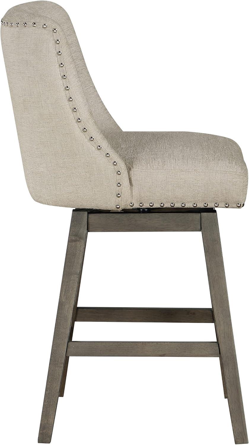 Swivel Upholstered 26'' Counter Stool with Solid Wood Frame