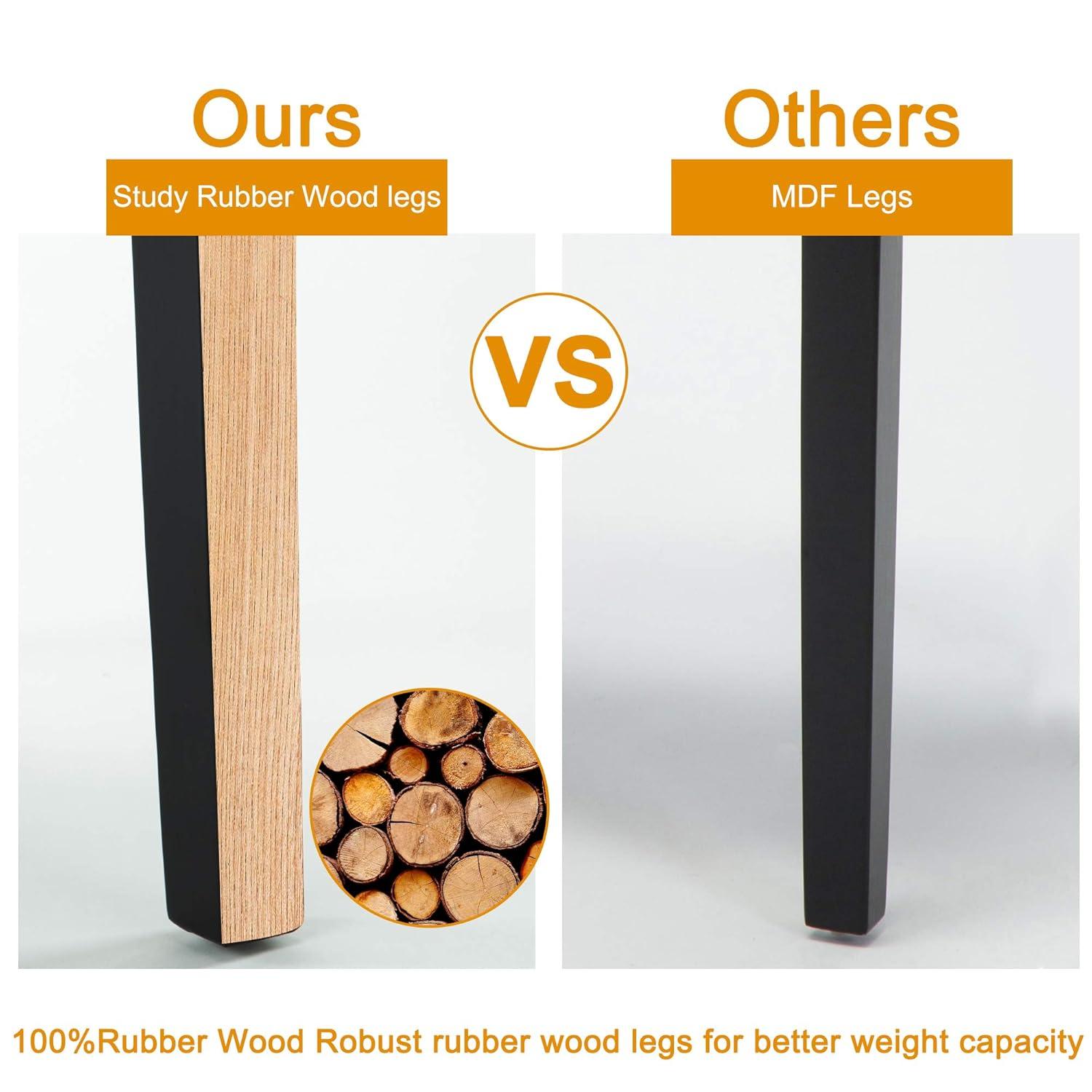 Tangkula Dining Chair Set of 4 w/ Acacia Wood Frame & Rubber Wood Legs Padded Backrest Black