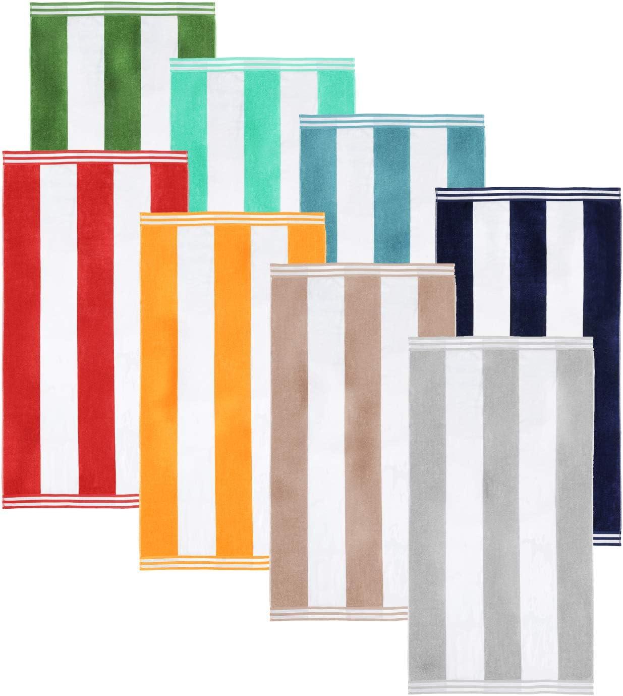 Superior Cabana Striped 4-Piece Oversized Cotton Beach Towel Set, Turquoise