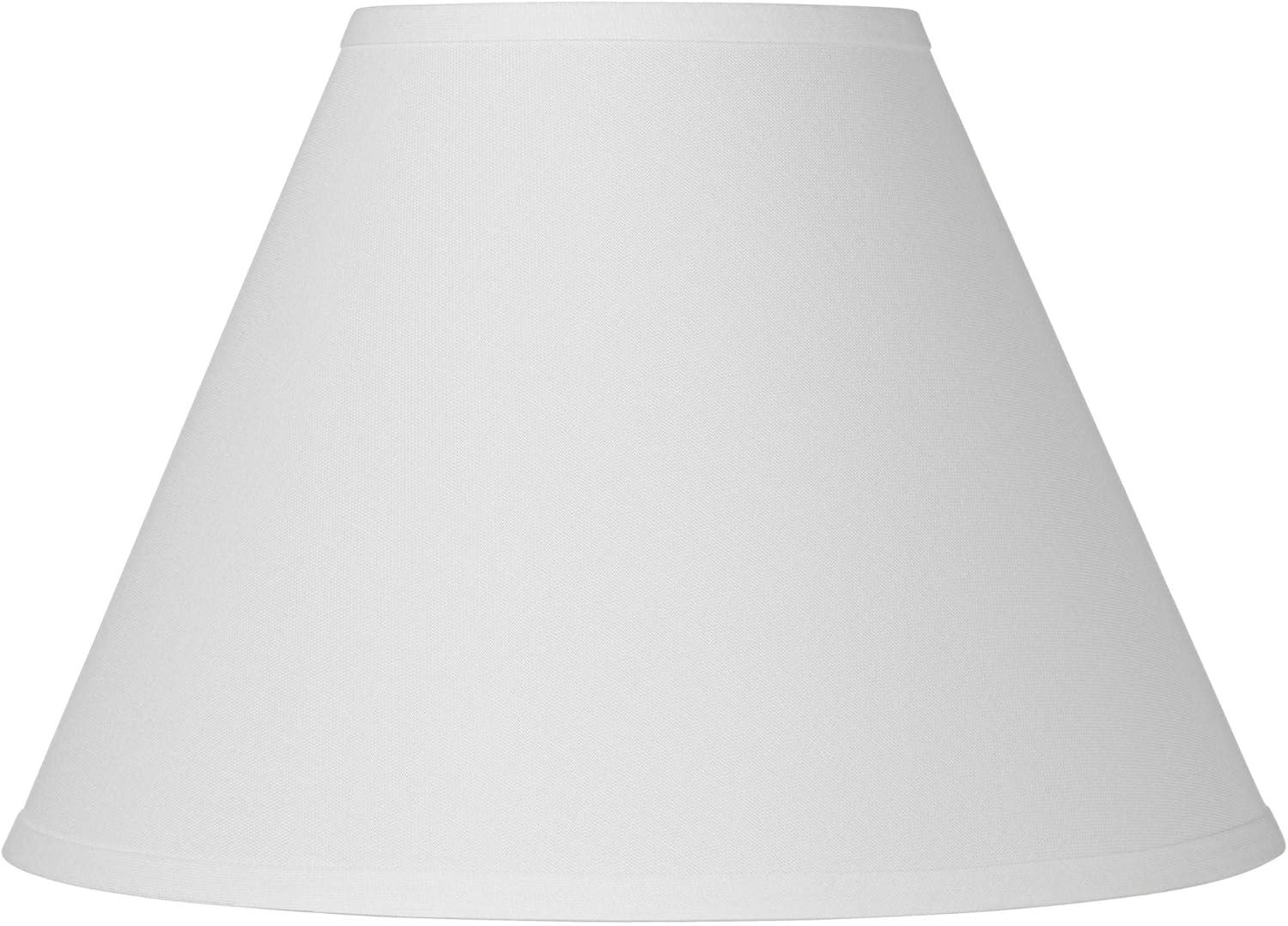 Springcrest Bright Antique White Linen Medium Lamp Shade 6.5" Top x 15" Bottom x 10.75" High x 11.75" Slant (Spider) Replacement with Harp and Finial