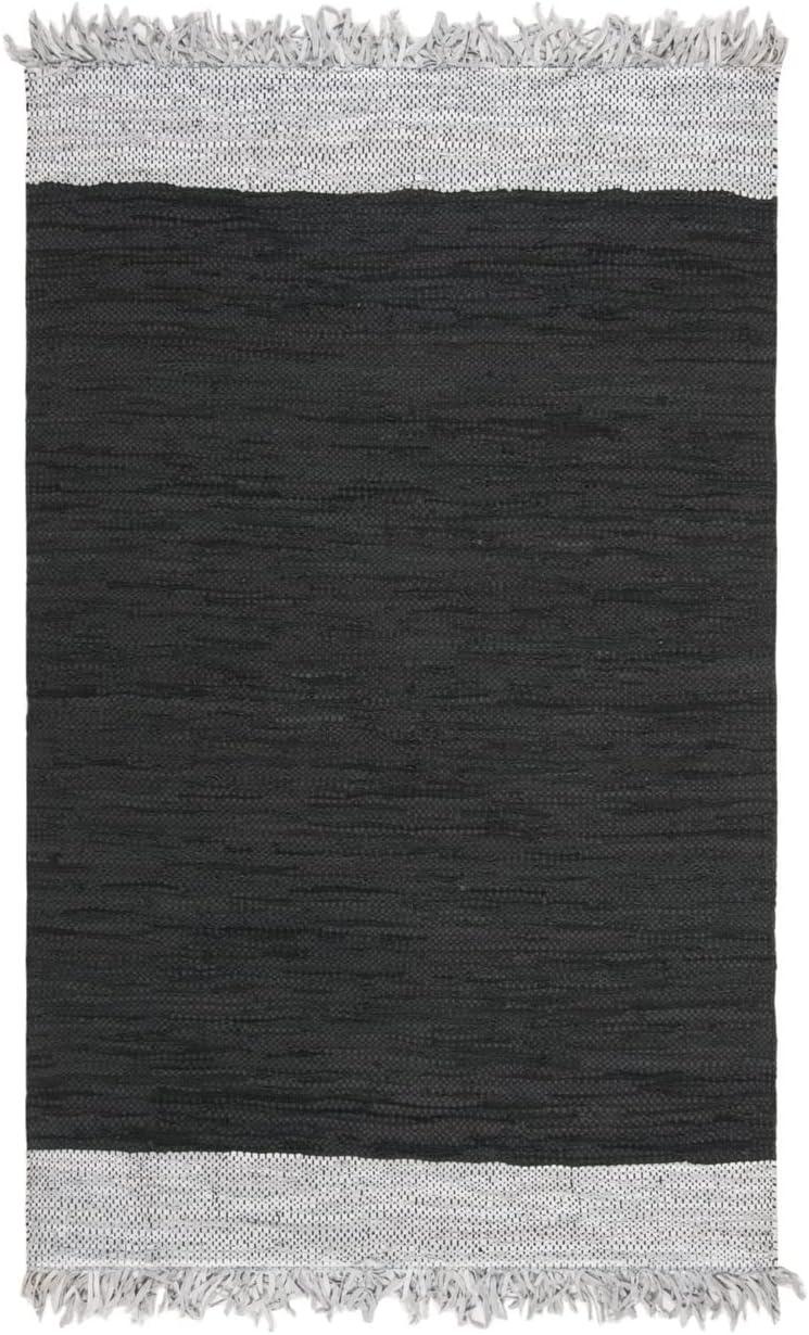 Handmade Light Grey and Black Cowhide Area Rug