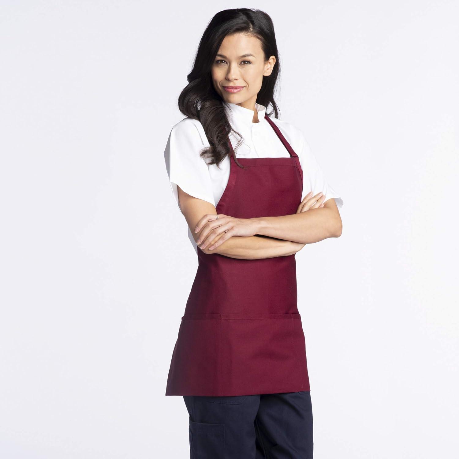 Black Adjustable Unisex Cooking Bib Apron with Pockets