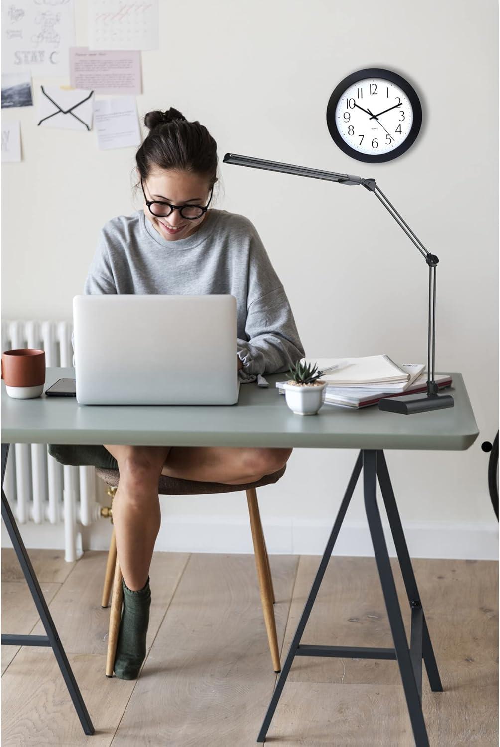 Adjustable Black and Silver Architect Desk Lamp with LED Light