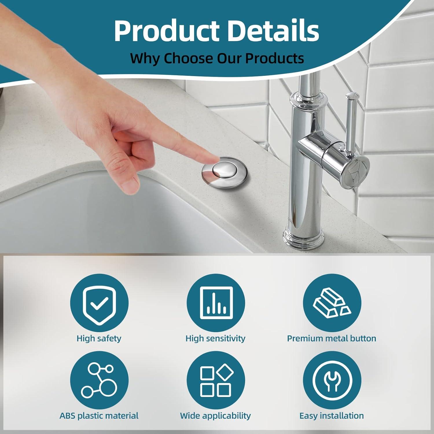 Kraus KRAUS Garbage Disposal Air Switch Kit with Push Button, AC Adapter, Power Cord, and Air Tube Included