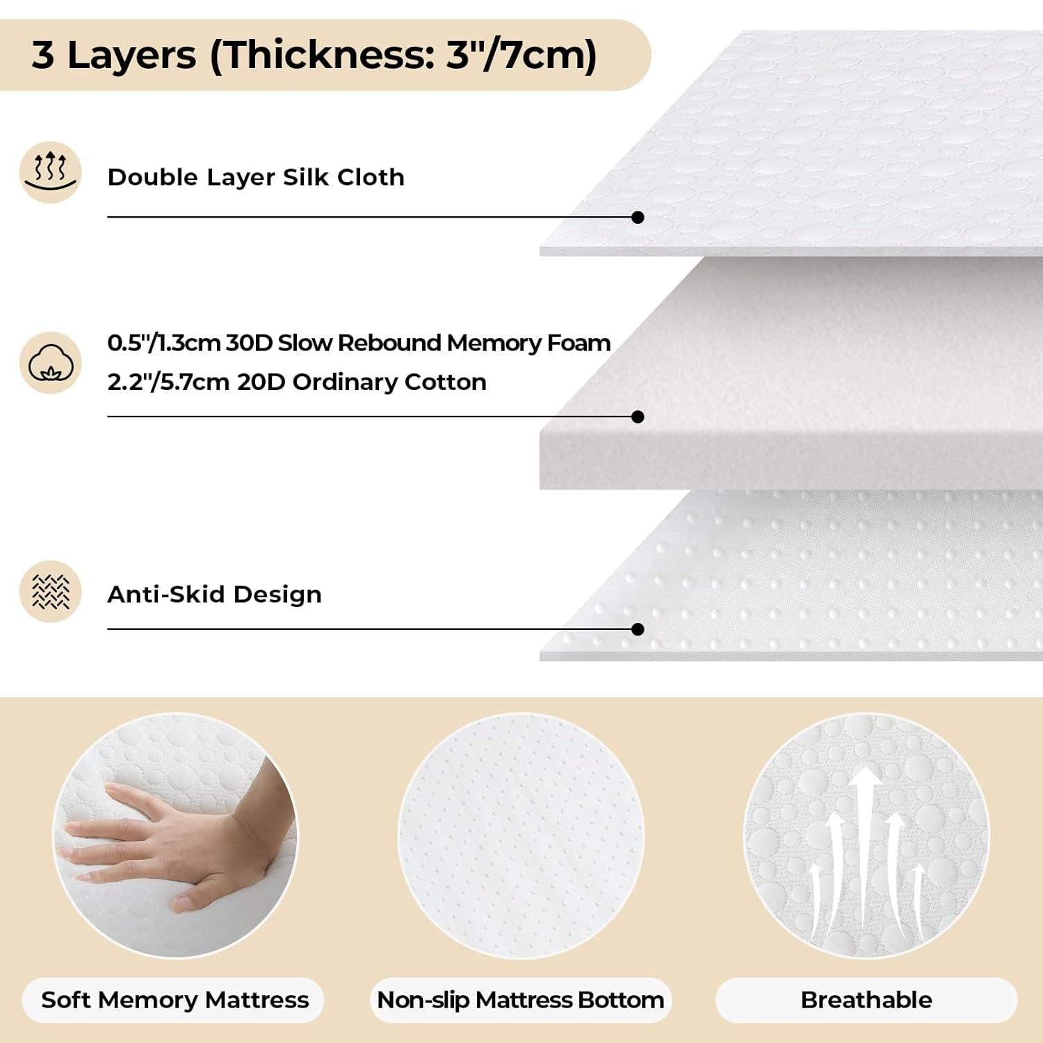 MAMIZO Folding Bed 75" x 35", 4 in Wider Rollaway Bed with Mattress for Adults, Portable, Metal Frame with Memory Foam Mattress, No Assembly Required (75" x35" x14")