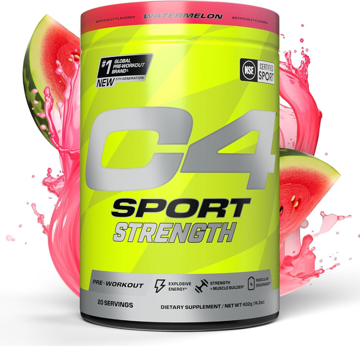 C4 Sport Strength Pre-Workout Powder, Watermelon, 60 Servings