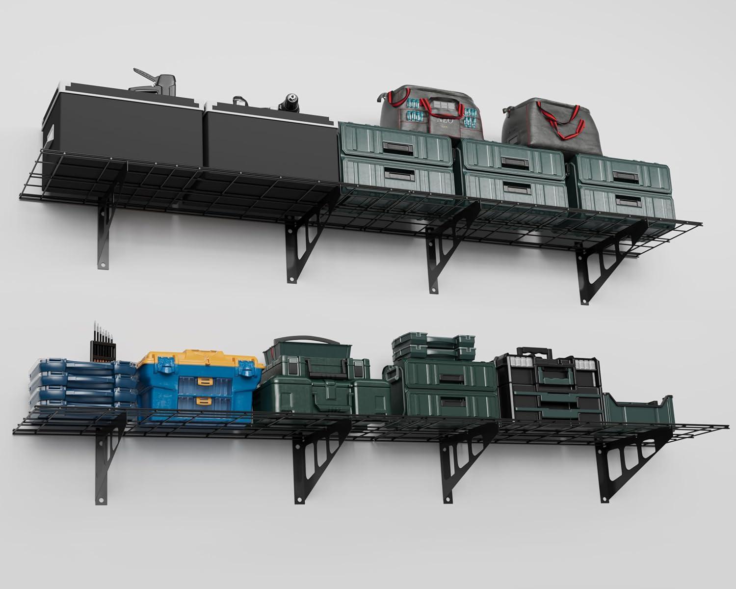 Garvee 2-Pack 1x6ft Garage Wall Shelving, Garage Storage Wall Garage Shelves for Wall Storage, 600lbs Load Capacity, 12-inch-by-72-inch