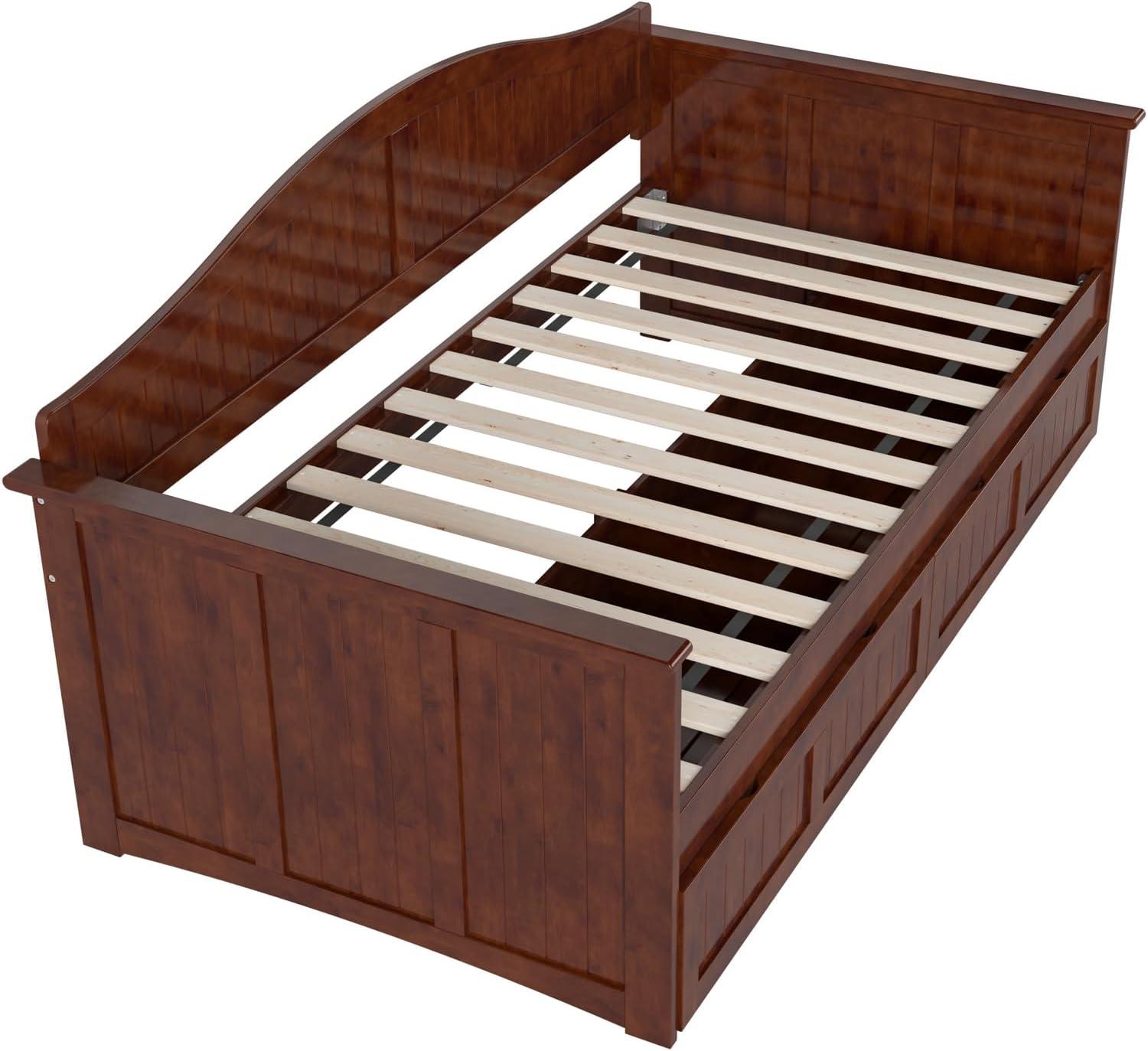 AFI Nantucket Twin Wood Daybed with Set of 2 Drawers in Walnut