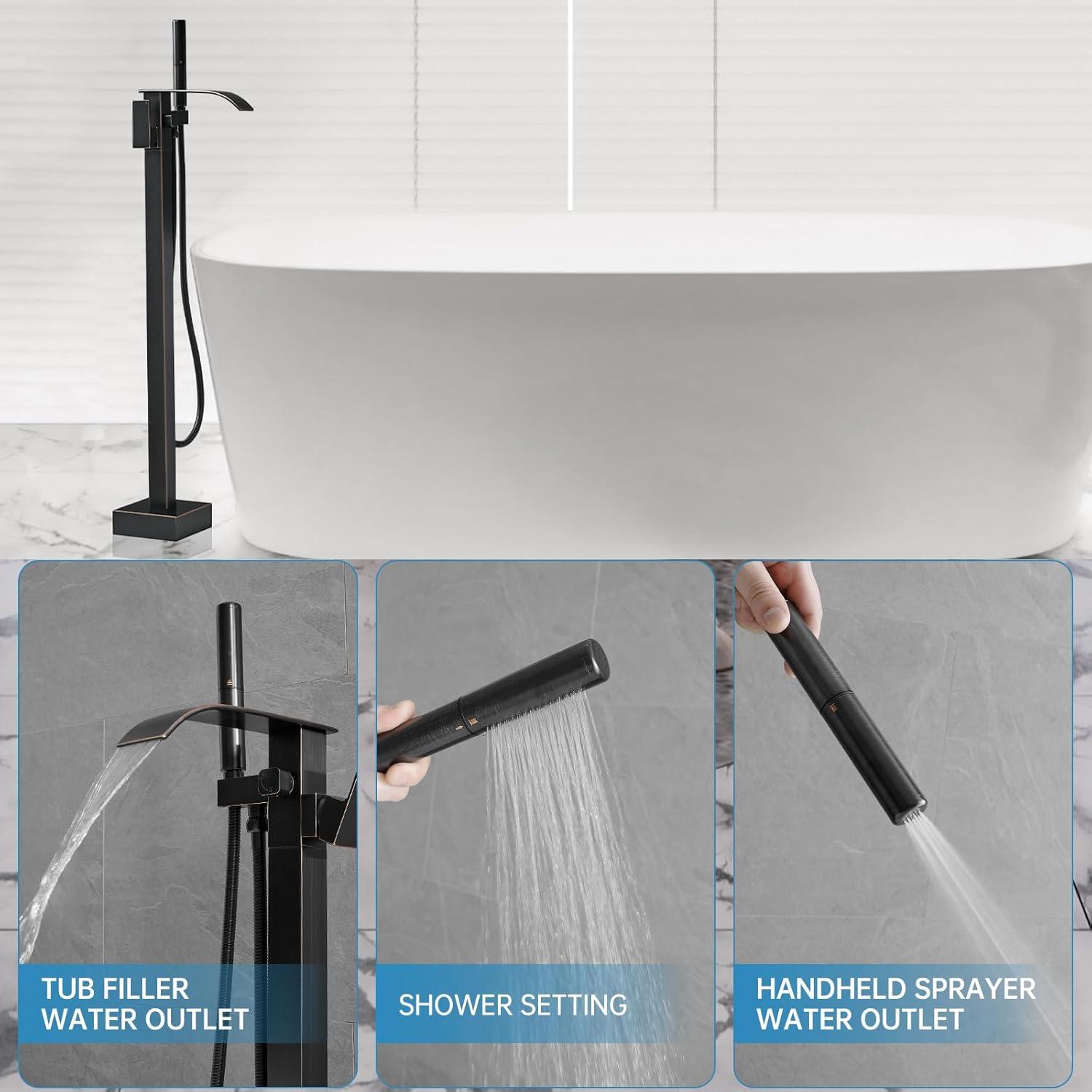 Bathroom Freestanding Tub Filler with Diverter