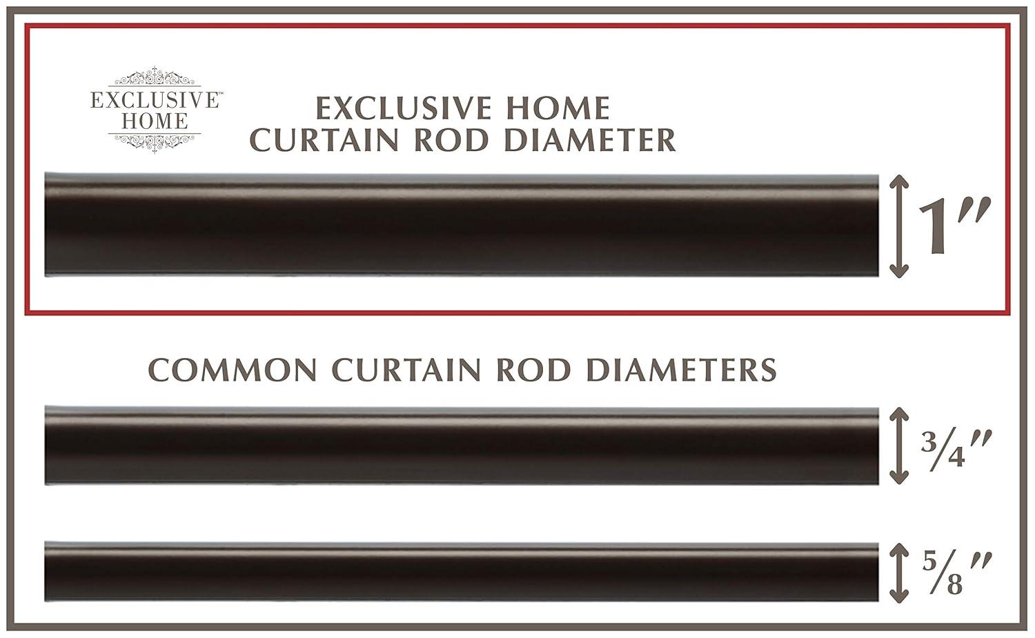 Exclusive Home 36"-72" Modern Layer Curtain Rod - Matte Bronze: Adjustable Iron, Single Rod, 25lb Capacity