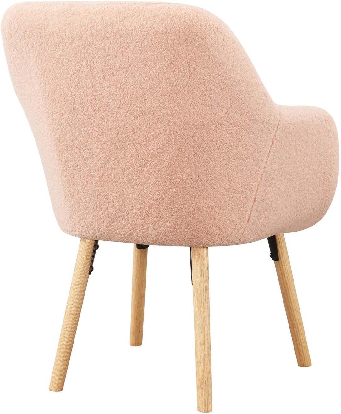 Convenience Concepts Take a Seat Charlotte Wingback Sherpa Accent Armchair, Sherpa Blush