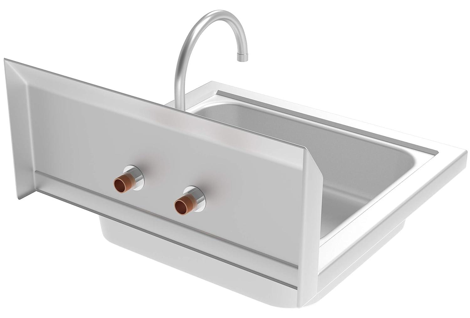 17 in. Stainless Steel Commercial Hand Sink with Gooseneck Faucet, Bowl SH17-4GNF