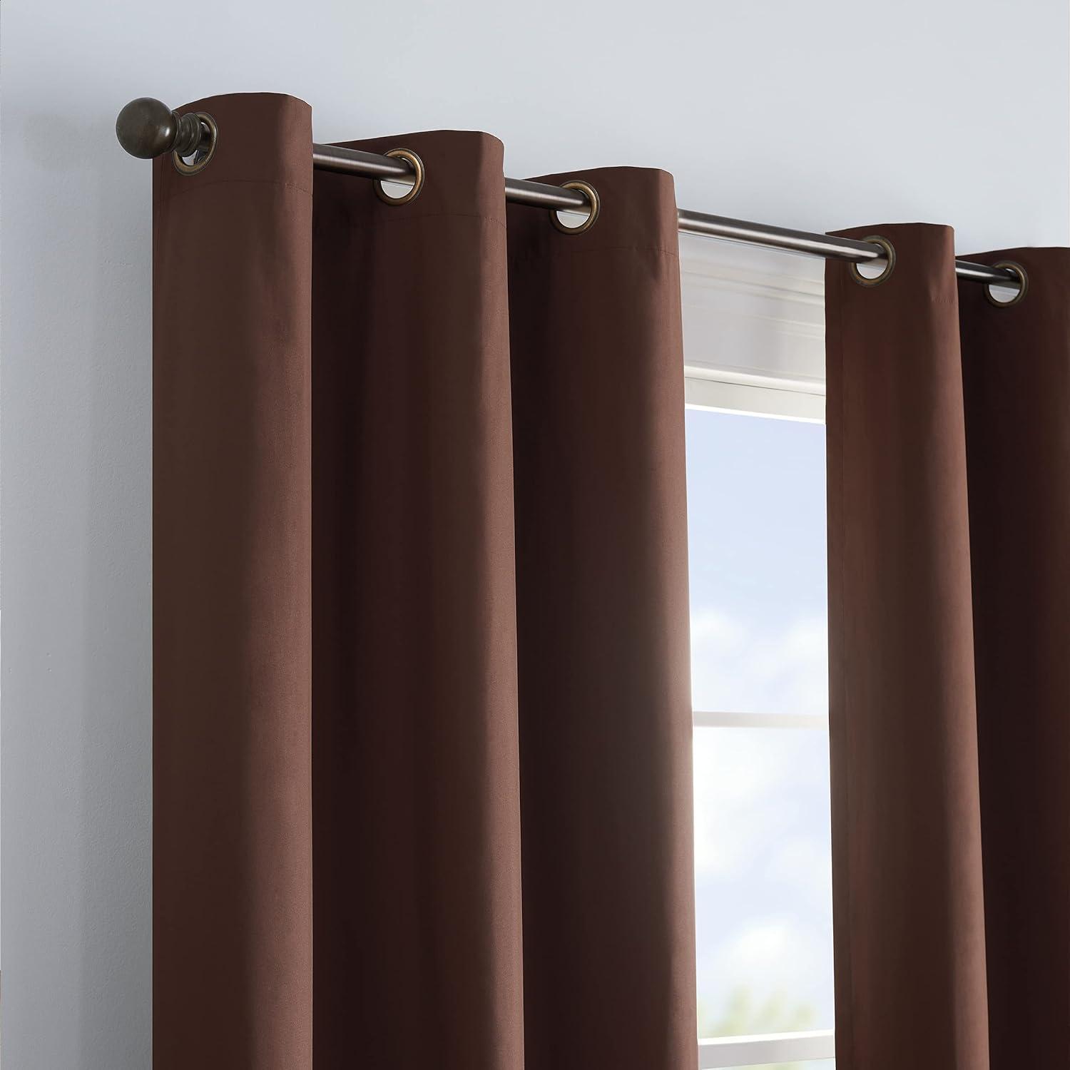 Microfiber Blackout Grommet Curtains, Solid Thermaback Window Curtains