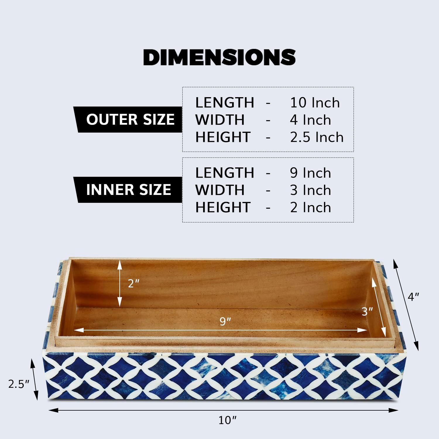 Handicrafts Home Decorative Box with Lids for Home Decor Handmade Modern Keepsake Accessories Collectible Multipurpose Box 10x4.5x2.5 , Star Blue White