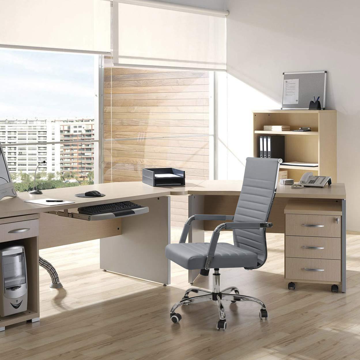 LACOO Mid-Back Faux Leather Desk Chair - Gray