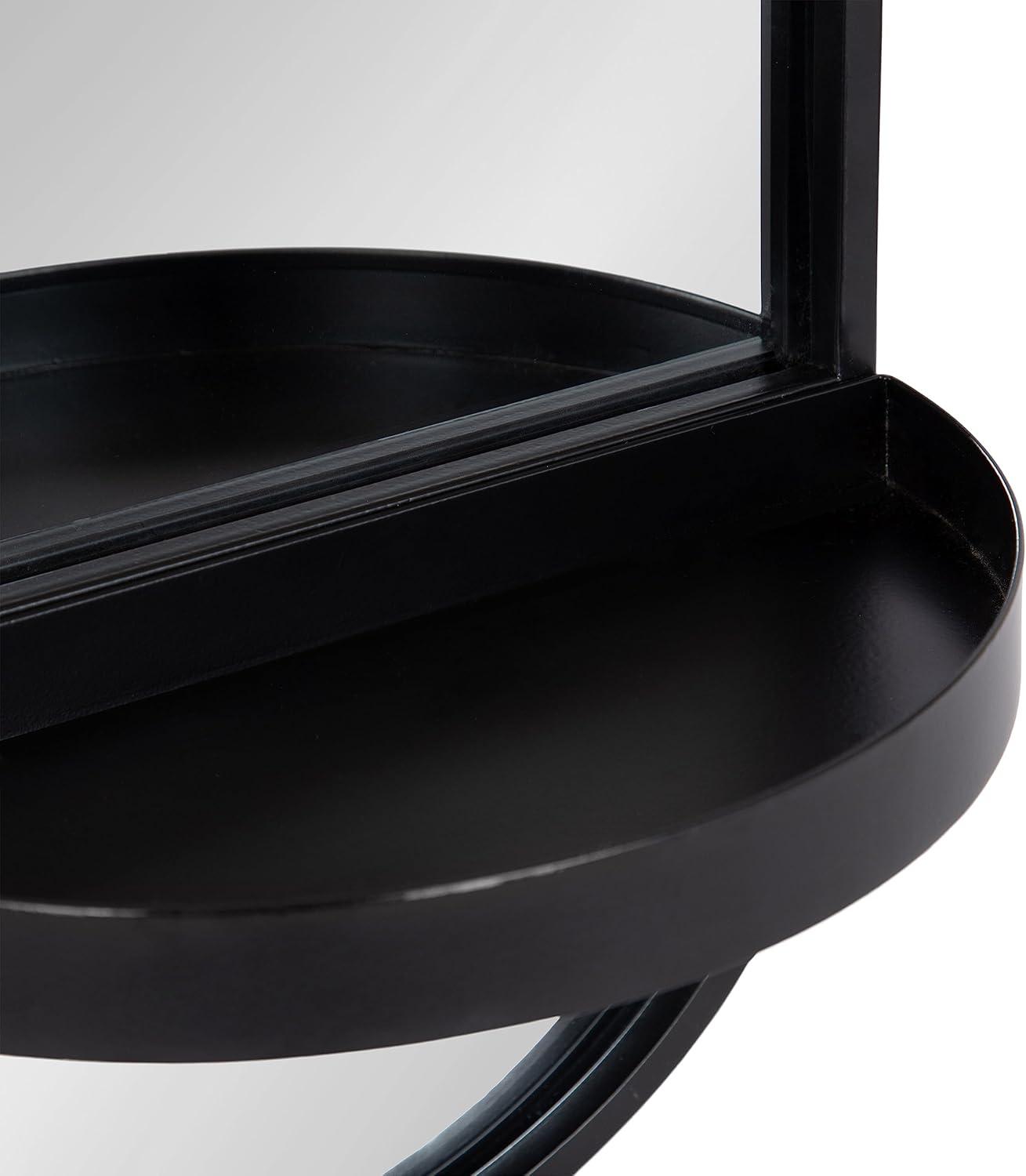 11"x25" Estero KD Metal Wall Mirror with Shelf Black - Kate & Laurel All Things Decor: Oval, Mid-Century Modern