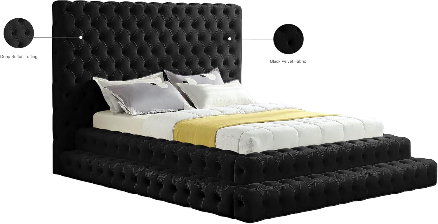 Meridian Furniture Revel Black Velvet Queen Bed