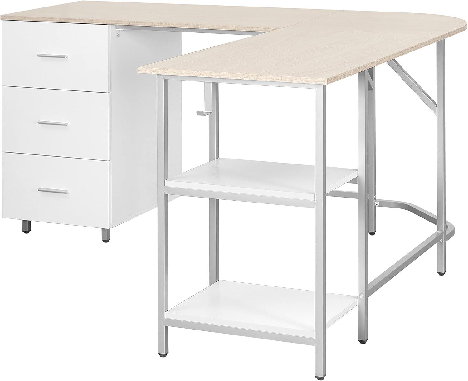 L Shape Home Office Two-Tone Desk with Storage - Techni Mobili