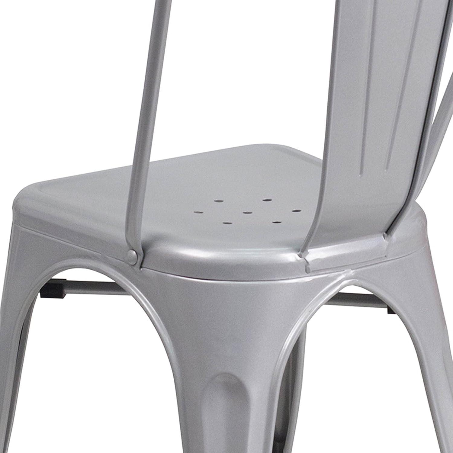 Flash Furniture Commercial Grade Silver Metal Indoor-Outdoor Stackable Chair