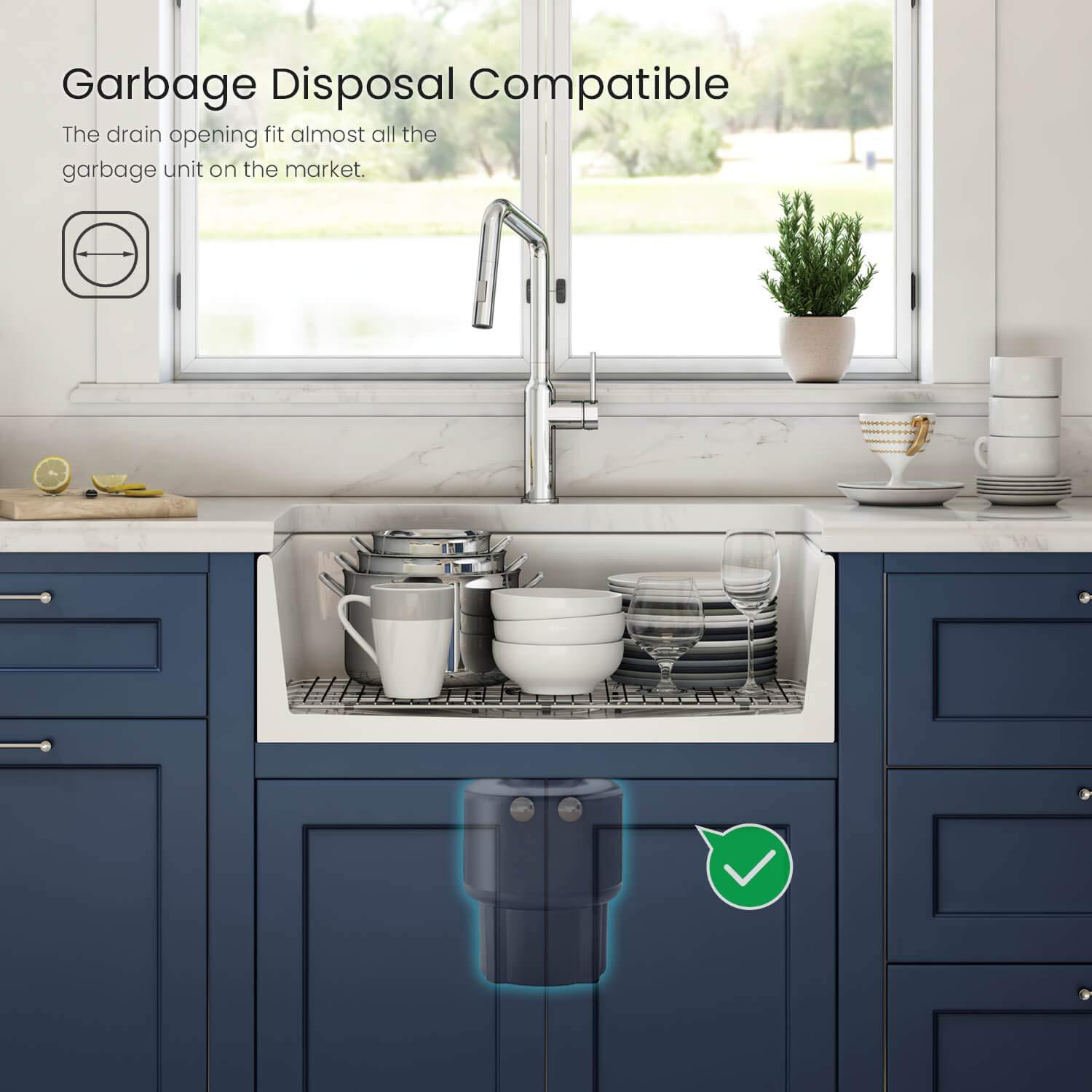 KIBI K2-SF24 Pure 24" W Single Bowl Fireclay Farmhouse Kitchen Sink