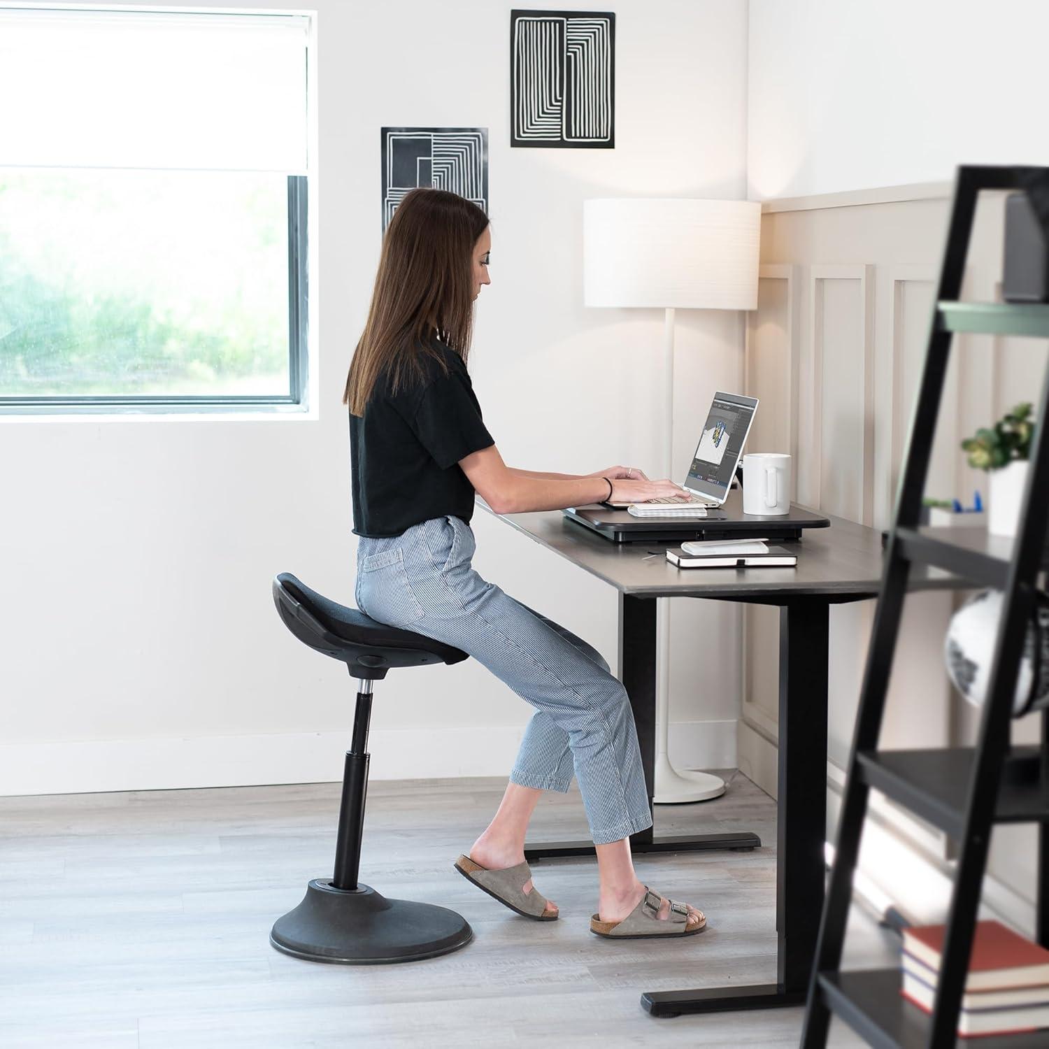 Compact Black 26" Ultra Slim Adjustable Standing Desk Converter