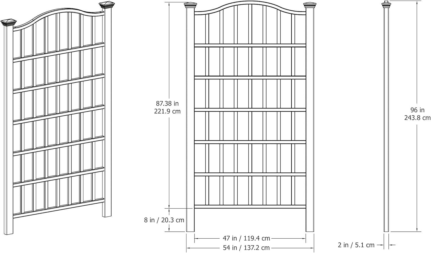 Concord 96'' H x 54'' W Cedar Finish Vinyl Trellis