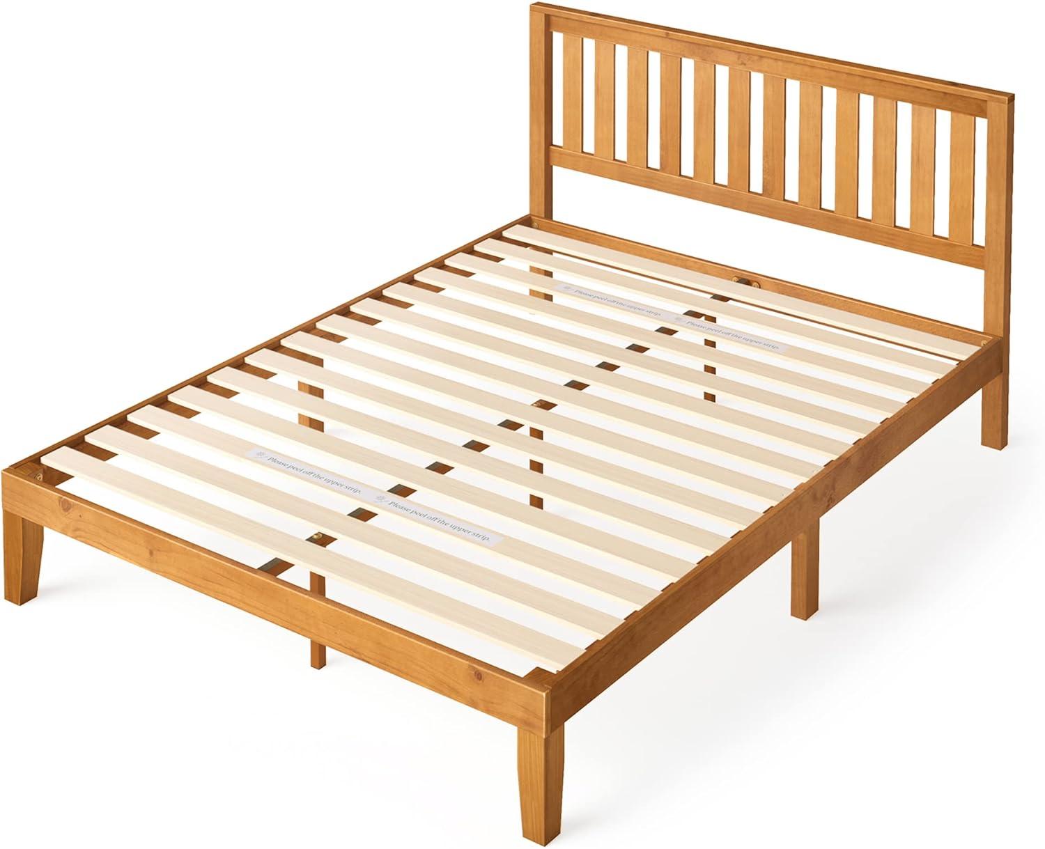 ZINUS Alexia Wood Platform Bed Frame with headboard / Solid Wood Foundation with Wood Slat Support / No Box Spring Needed / Easy Assembly, Rustic Pine, Full