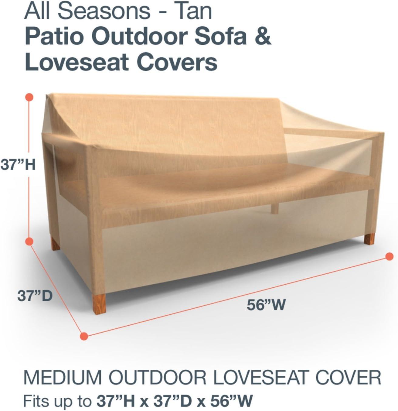 Budge Medium Beige Patio Outdoor Loveseat Cover, All-Seasons