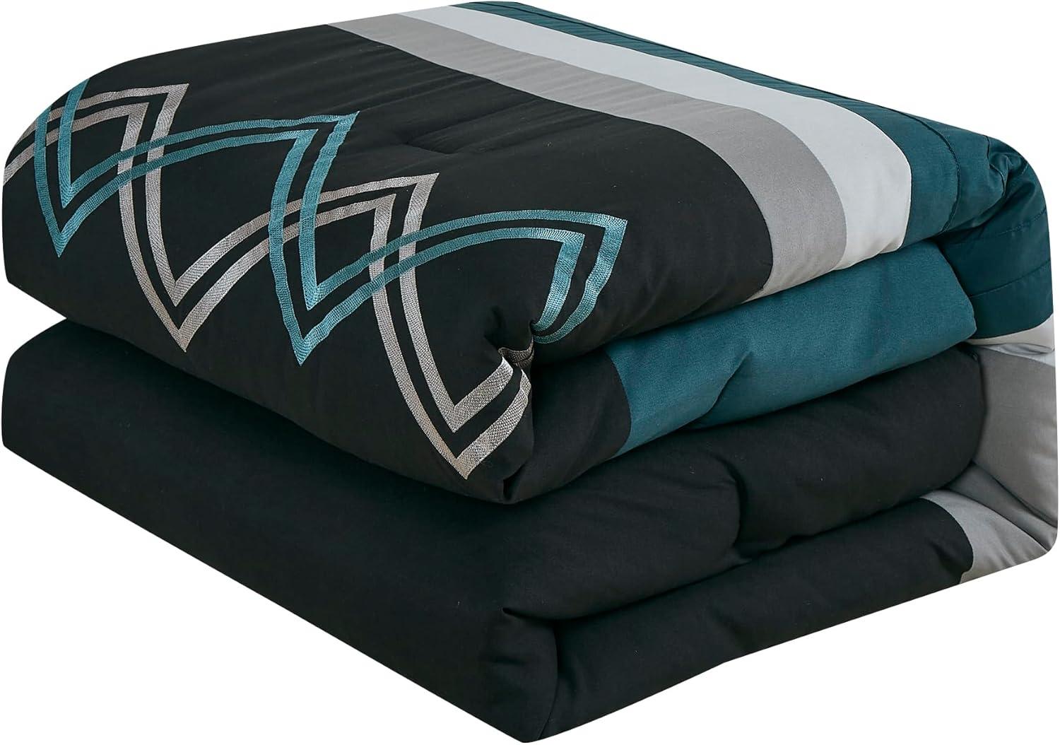 Chezmoi Collection Microfiber Modern & Contemporary 7 Piece Comforter Set