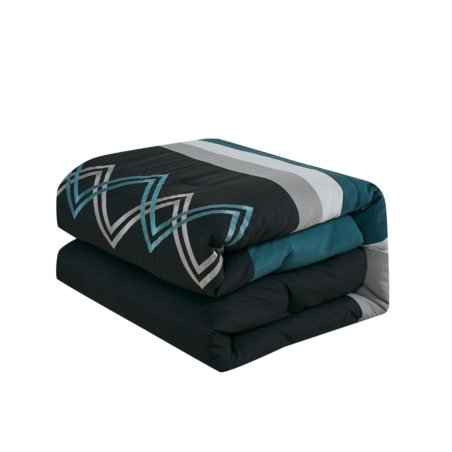 Chezmoi Collection Microfiber Modern & Contemporary 7 Piece Comforter Set