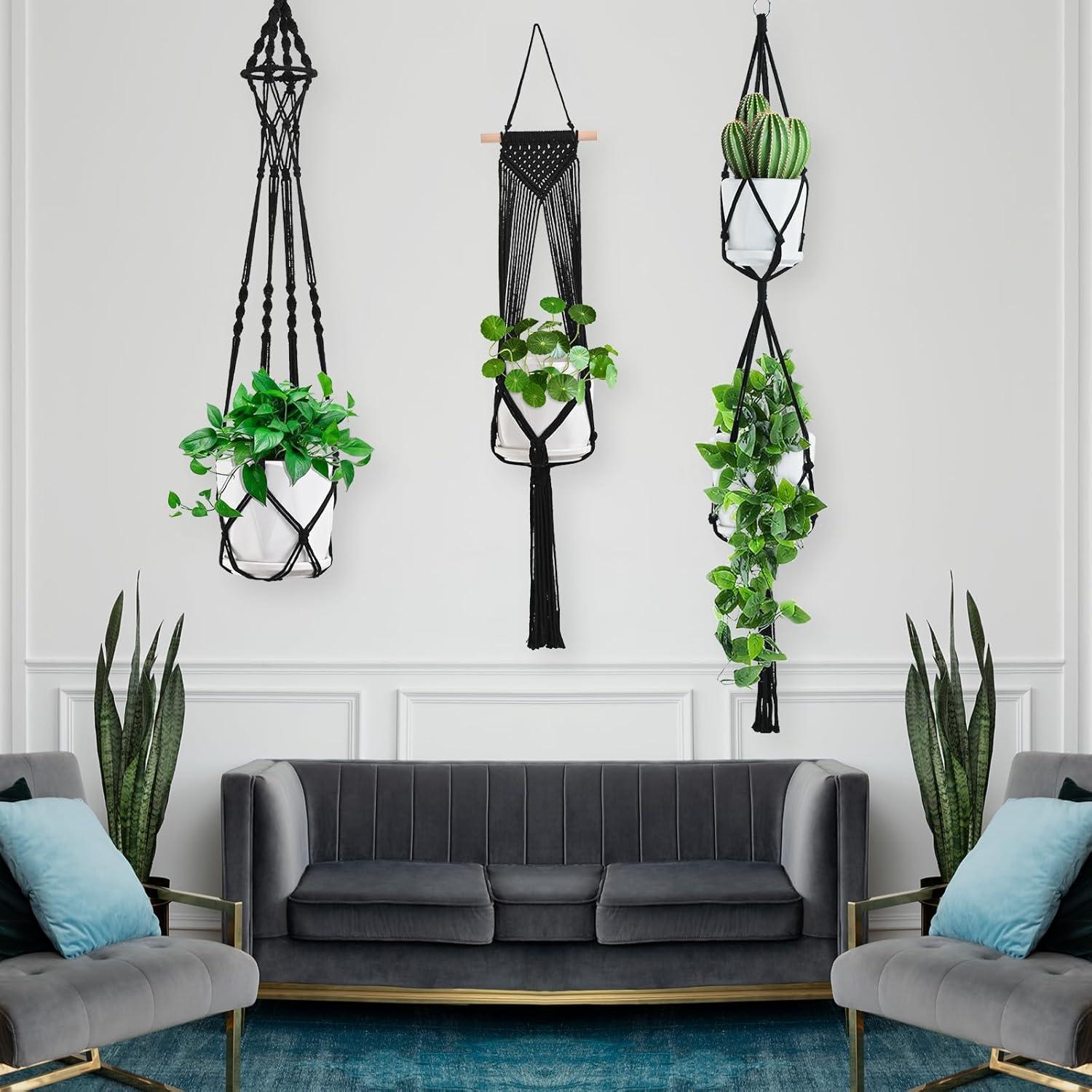 Plant Hangers, 6Pack Hanging for Indoor Plants W/Hangers Kit Handmade Macromay Plant Hangers Indoor Flower Pots