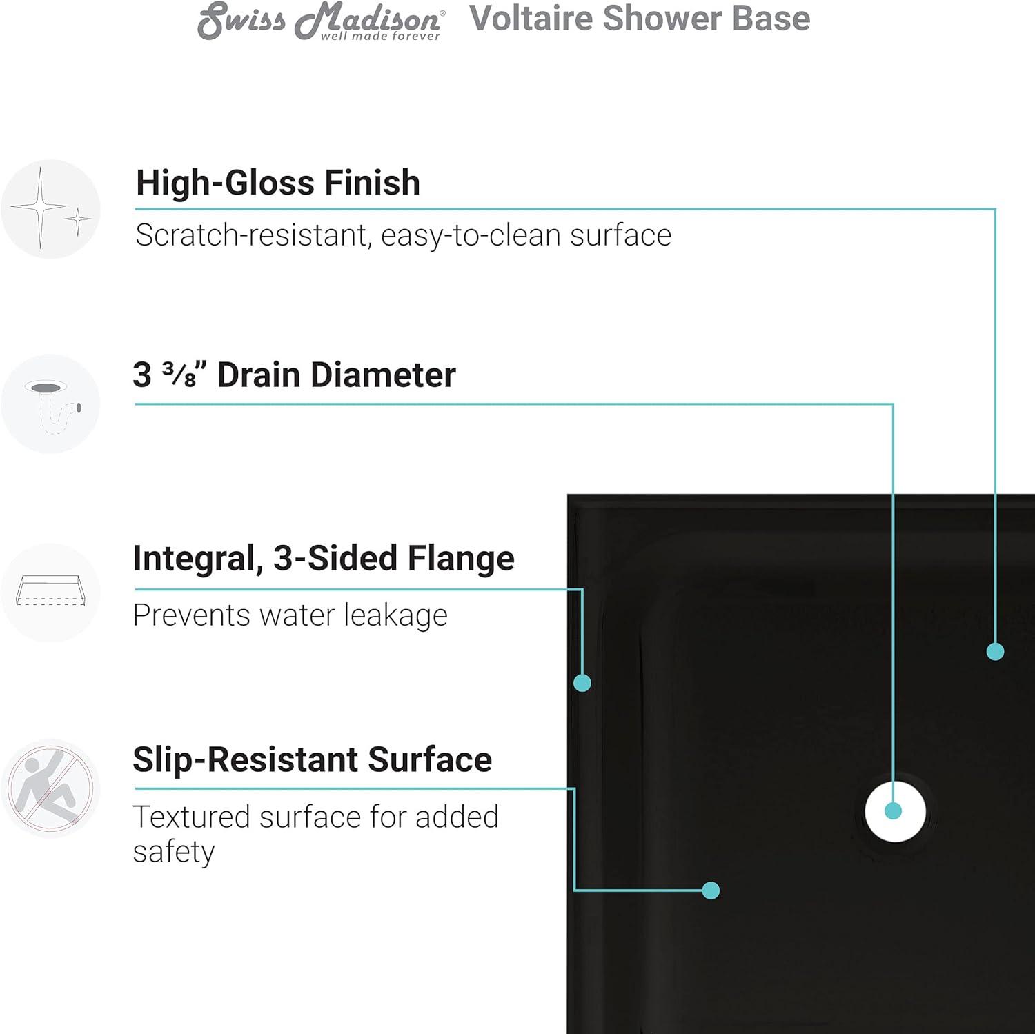 Voltaire 36" x 36" Single-Threshold, Center Drain, Shower Base
