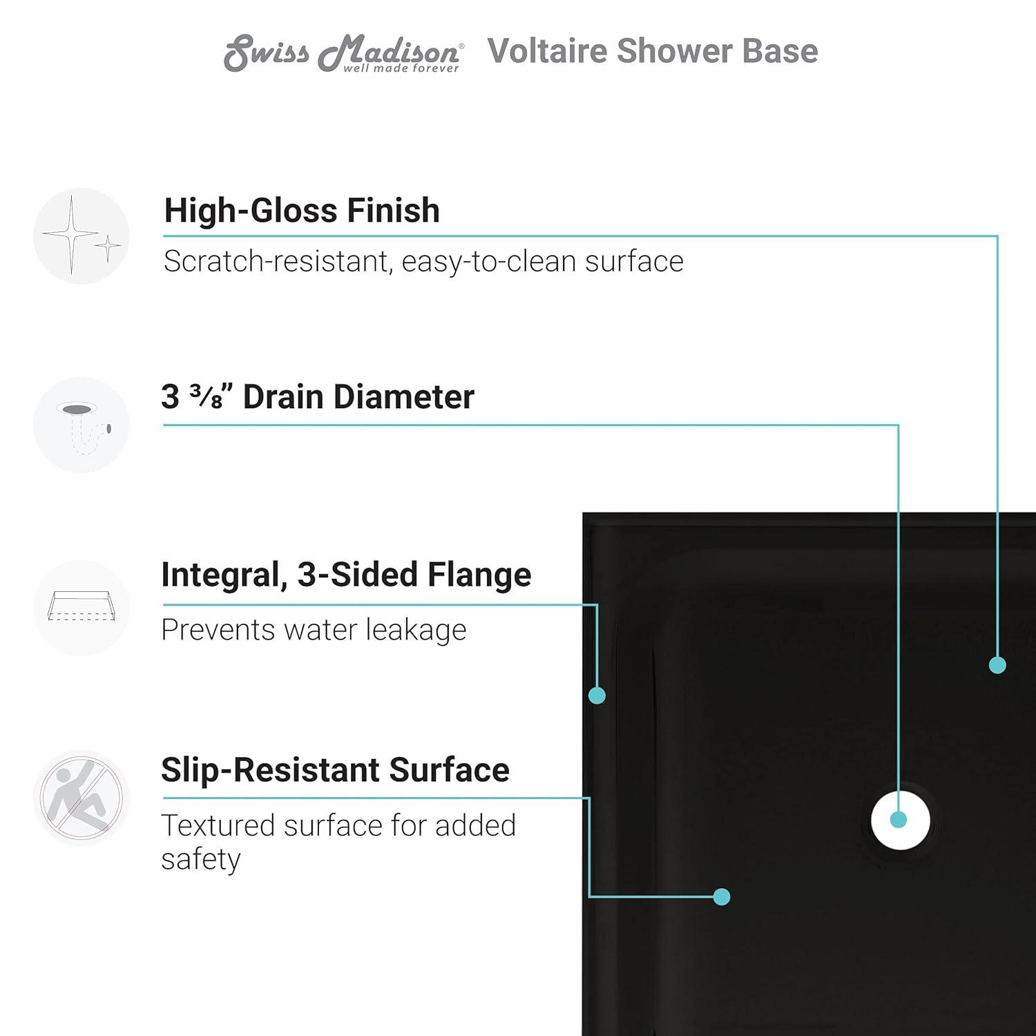 Voltaire 36" x 36" Single-Threshold, Center Drain, Shower Base