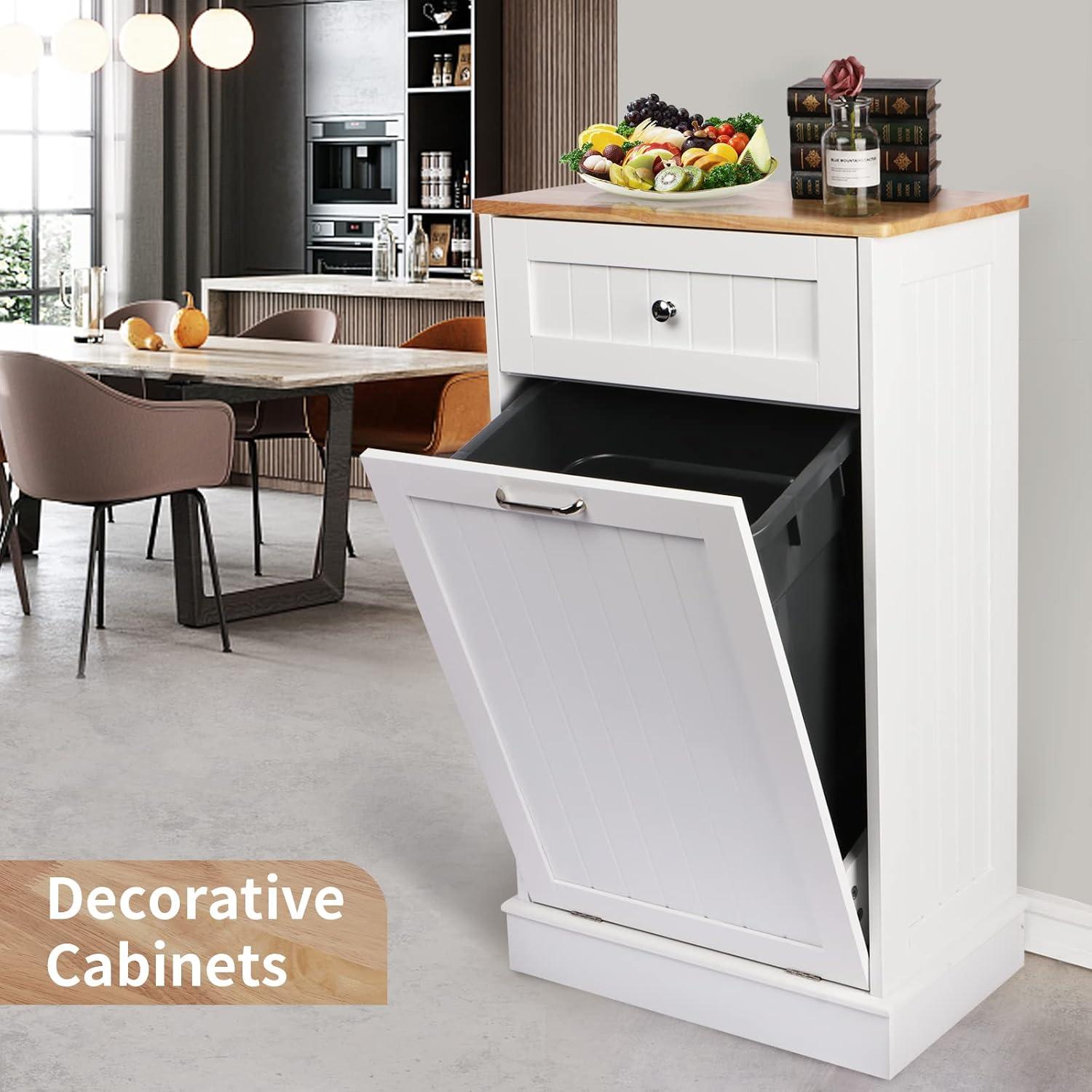 Aeloxis Havant Tilt Out Trash Cabinet 10 Gallon Wooden Free Standing (Not include trash can)