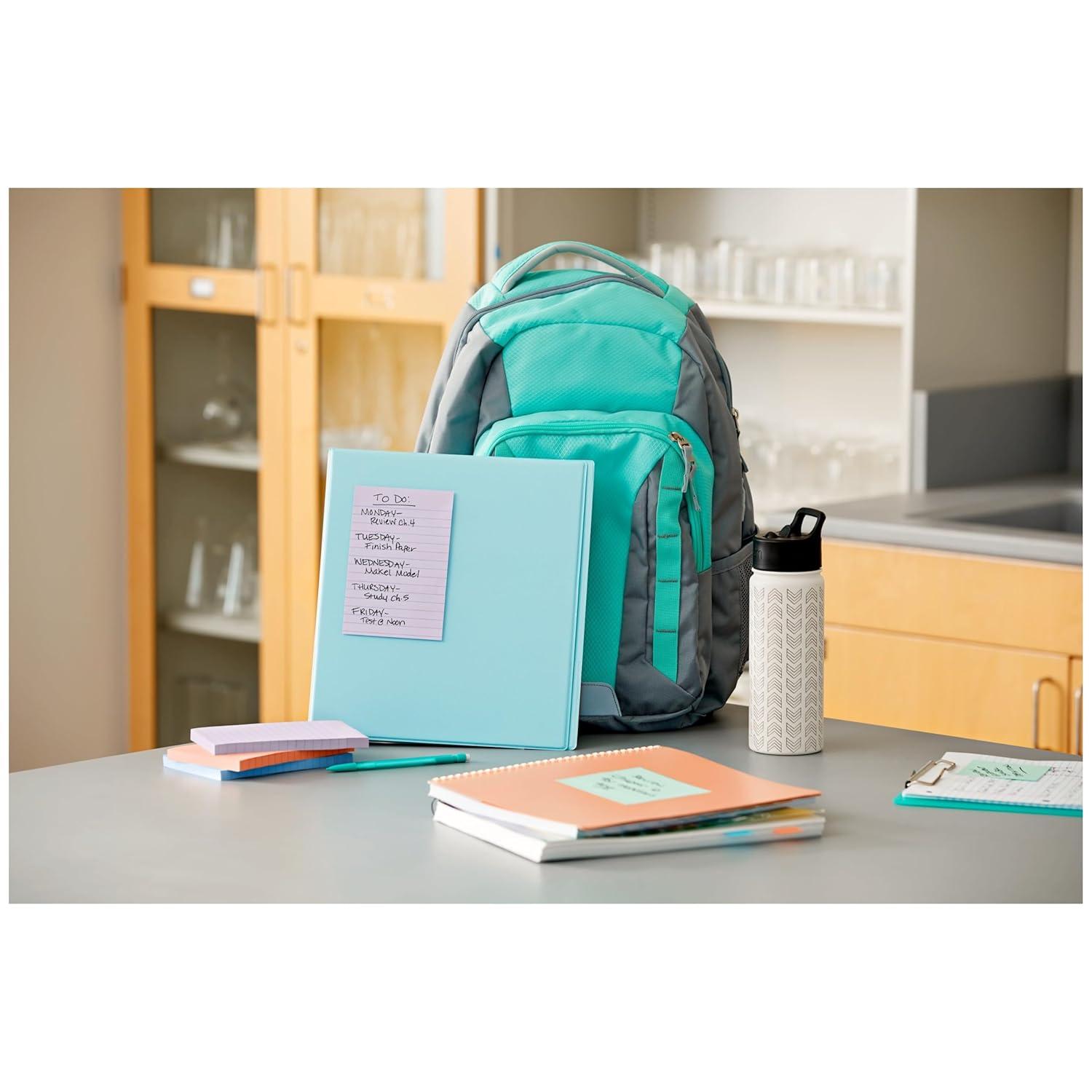 Post-it Recycled Super Sticky Notes 4"x6" Pastels: Large Unbound Multicolored Sticky Notes, 180 Sheets, 100% Recycled Paper