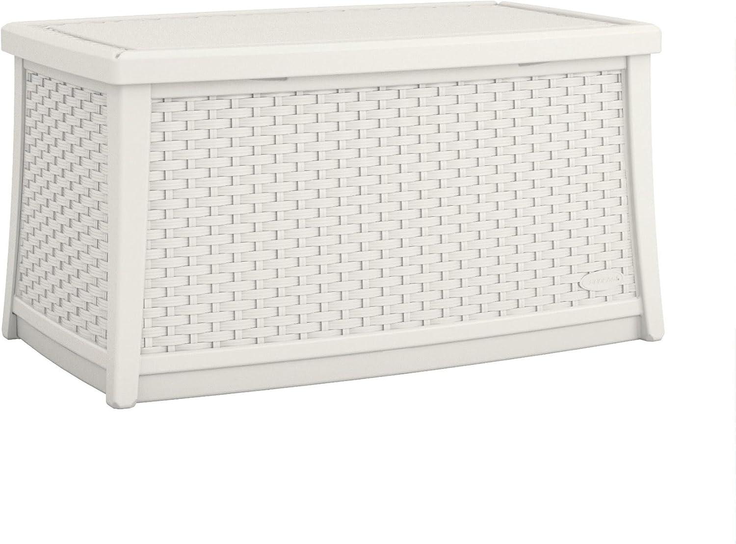 White Resin Wicker Outdoor Coffee Table with Storage