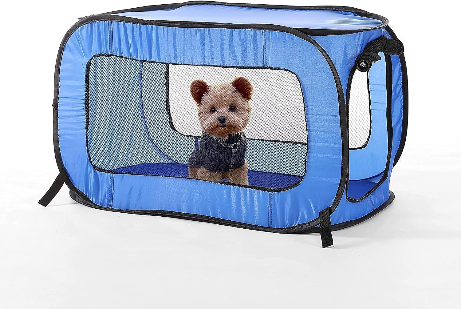 Blue Collapsible Polyester Pet Travel Crate with Mesh Panels