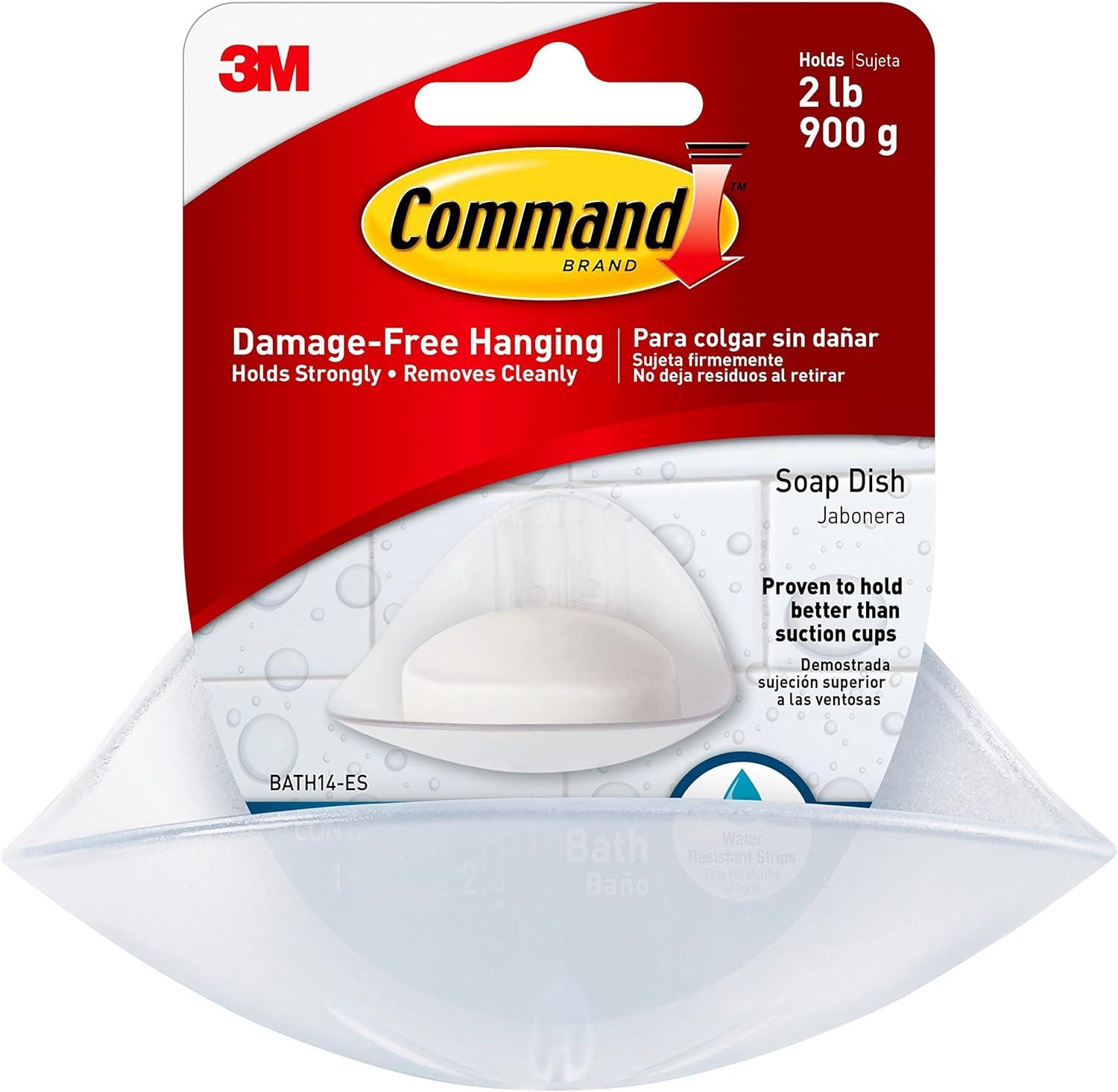 Command Soap Dish, Frosted, 1 Dish, 2 Mounting Bases, 2 Medium Strips/Pack