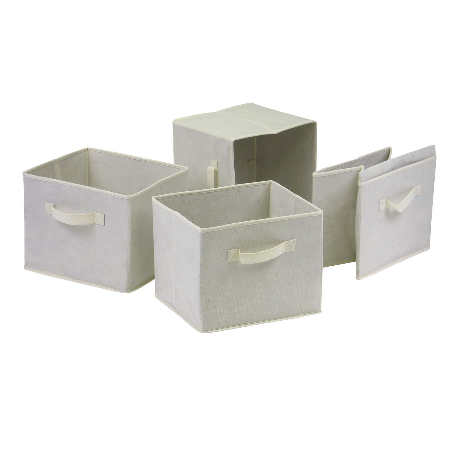 Decorative Storage Cabinets Espresso Brown - Winsome: Foldable Fabric Baskets, Solid Wood Composite