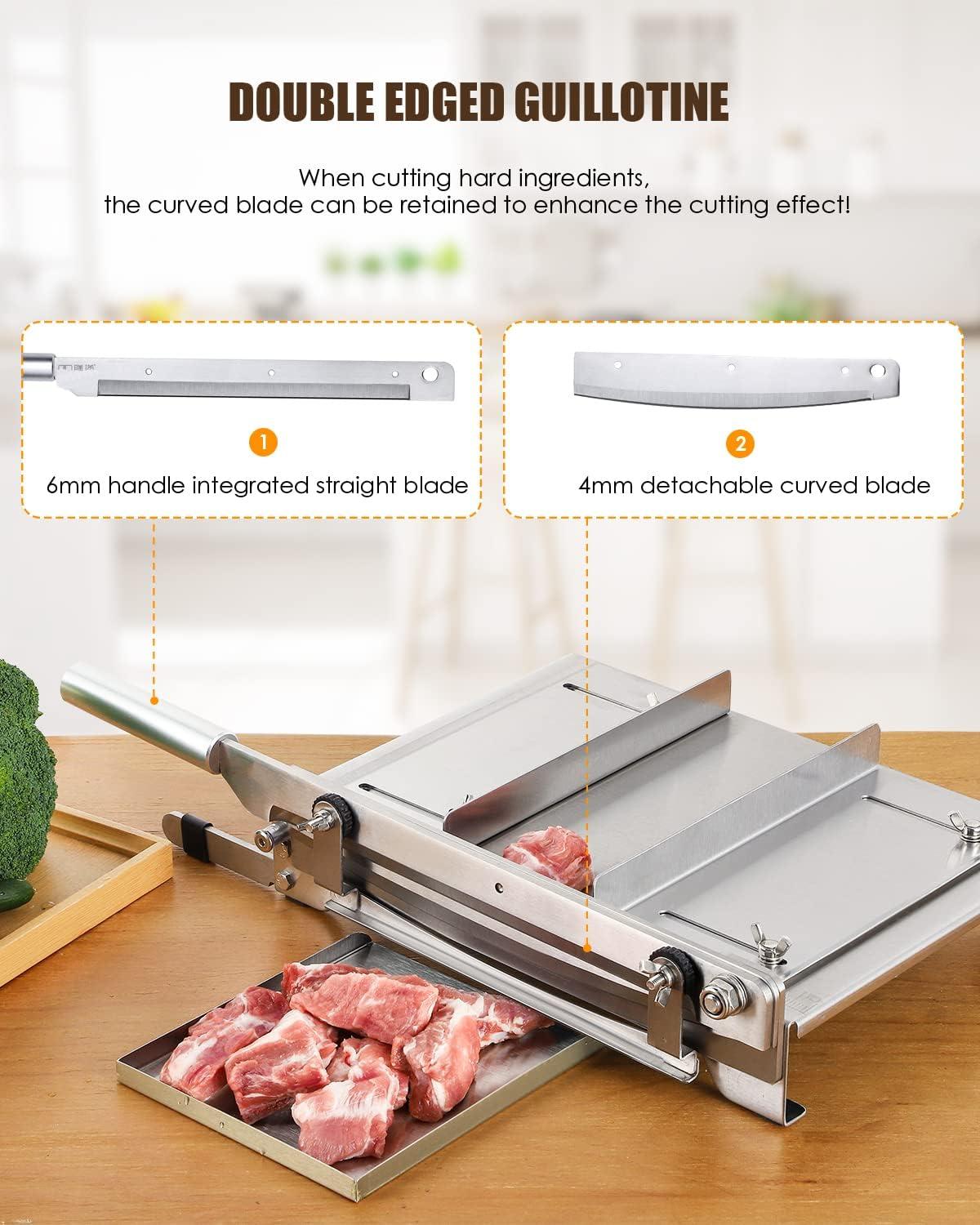 CGOLDENWALL Upgraded Manual Ribs Meat Chopper Slicer Stainless Steel Small Bone Meat Cutter Beef Mutton Household Vegetable Food Slicer Slicing Machine for Home Cooking