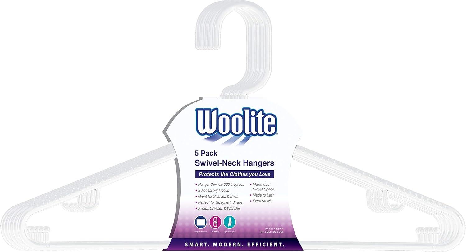 Laundry 360 Woolite Plastic Standard Hanger for Dress/Shirt/Sweater (Set of 5)