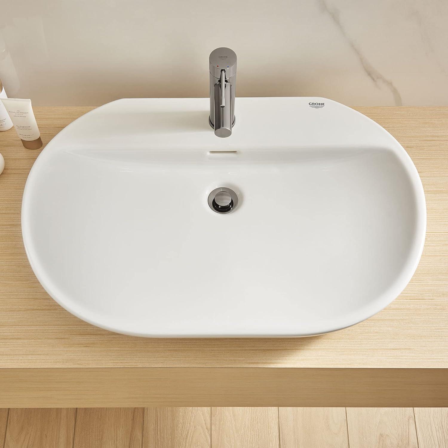 Essence Alpine White Oval Wall Mount Bathroom Sink with Overflow