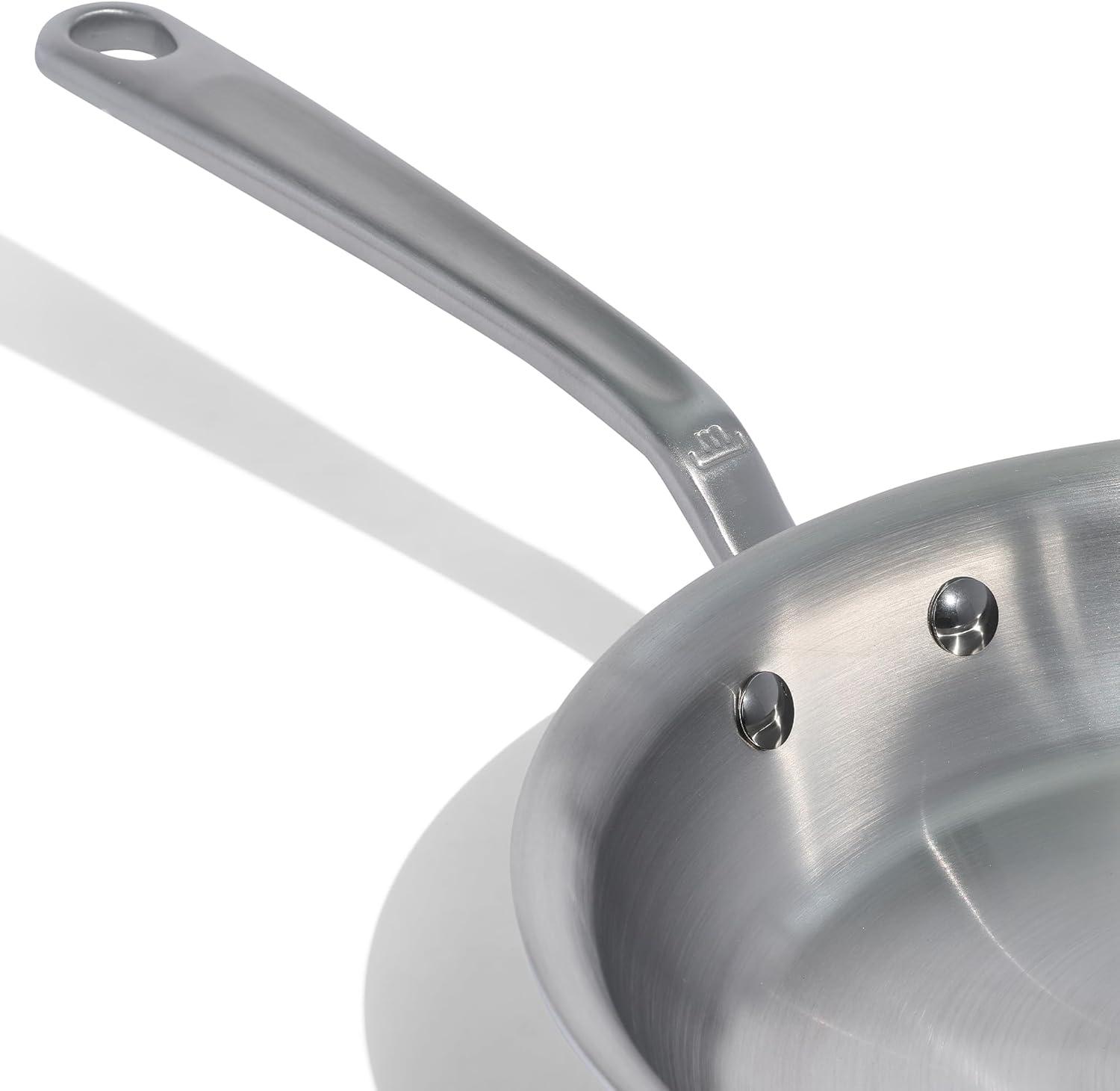 Cookware - Stainless Steel Frying Pan - 5 Ply Stainless Clad - Professional Cookware  - Induction Compatible