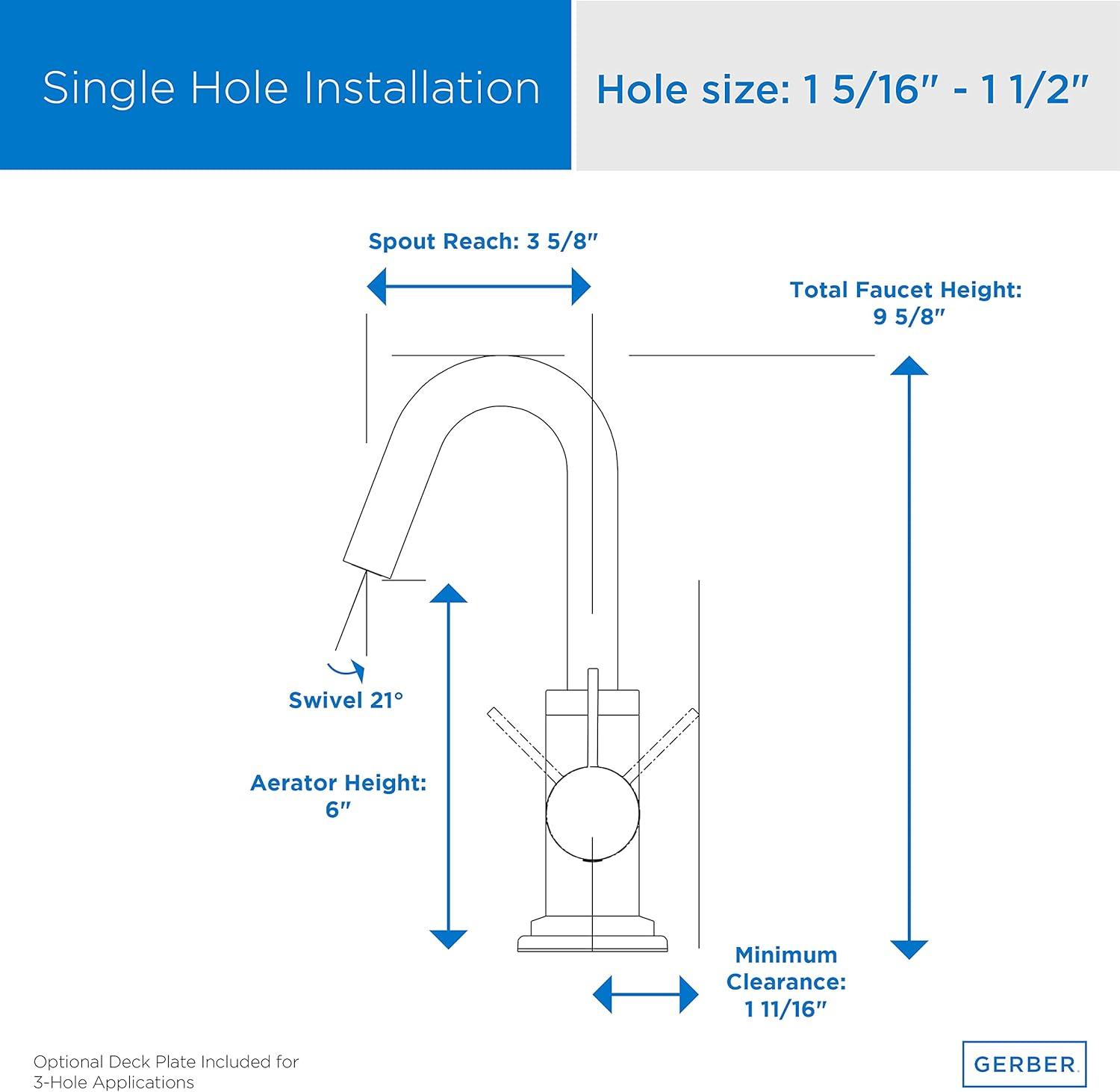 Brushed Nickel Single Handle Bathroom Faucet with Metal Drain