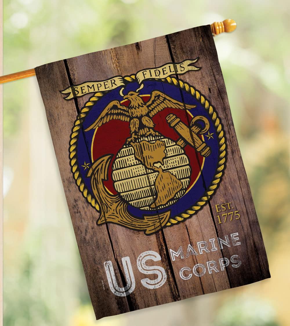 Angeleno Heritage G135083-BO 13 x 18.5 in. US Marine Corps Garden Flag with Armed Forces Double-Sided Decorative Vertical Flags House Decoration Banner Yard Gift