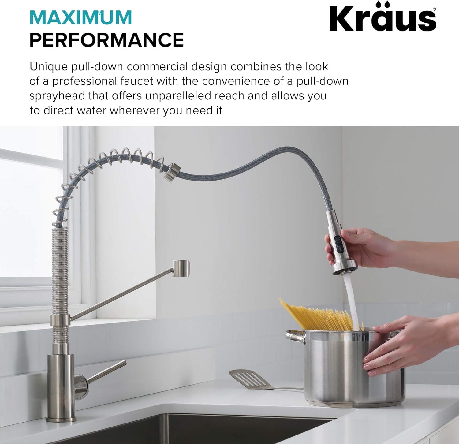 KRAUS Bolden Commercial Style 2-Function Single Handle Pull Down Kitchen Faucet