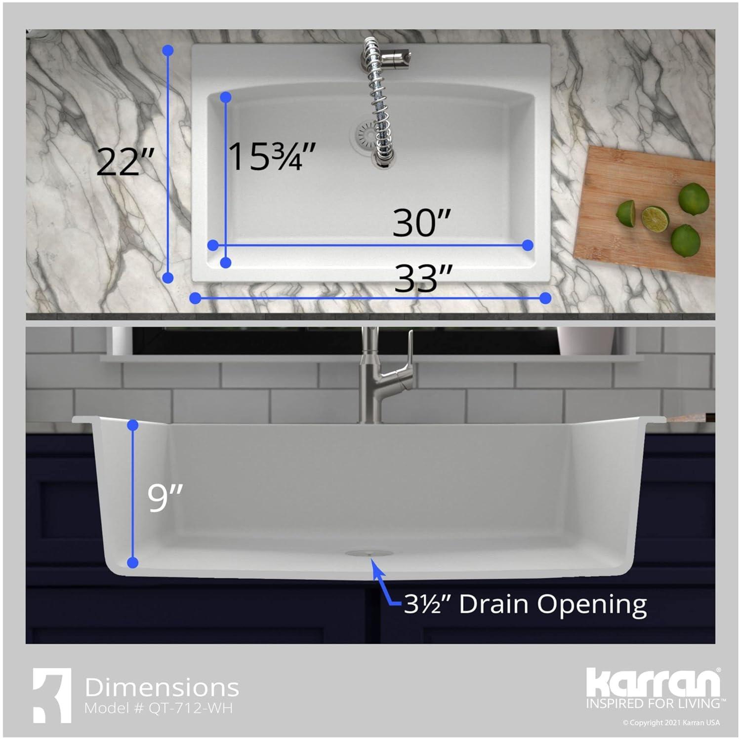Karran Drop-in Quartz Composite 33'' X 22'' 1-Hole Single Bowl Kitchen Sink