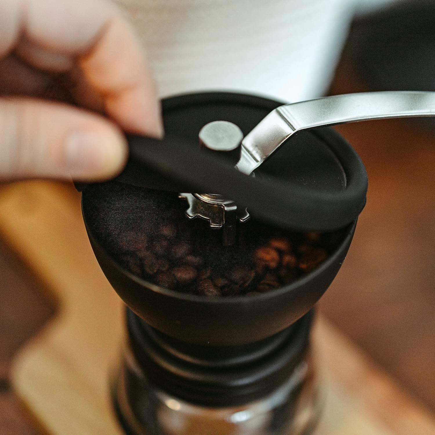 GROSCHE BREMEN Manual Ceramic Conical Burr Coffee Grinder, Spice & Coffee Grinder with Glass Storage Jar