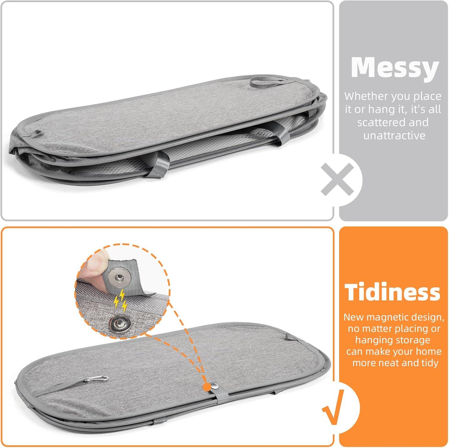 Pop-Up Laundry Hamper with Reinforced U-Shaped Handle - 1.5 Load Capacity Collapsible Basket, Magnetic Closure, Anti-Snap Safety Design, Fits in Washer/Dryer Gaps